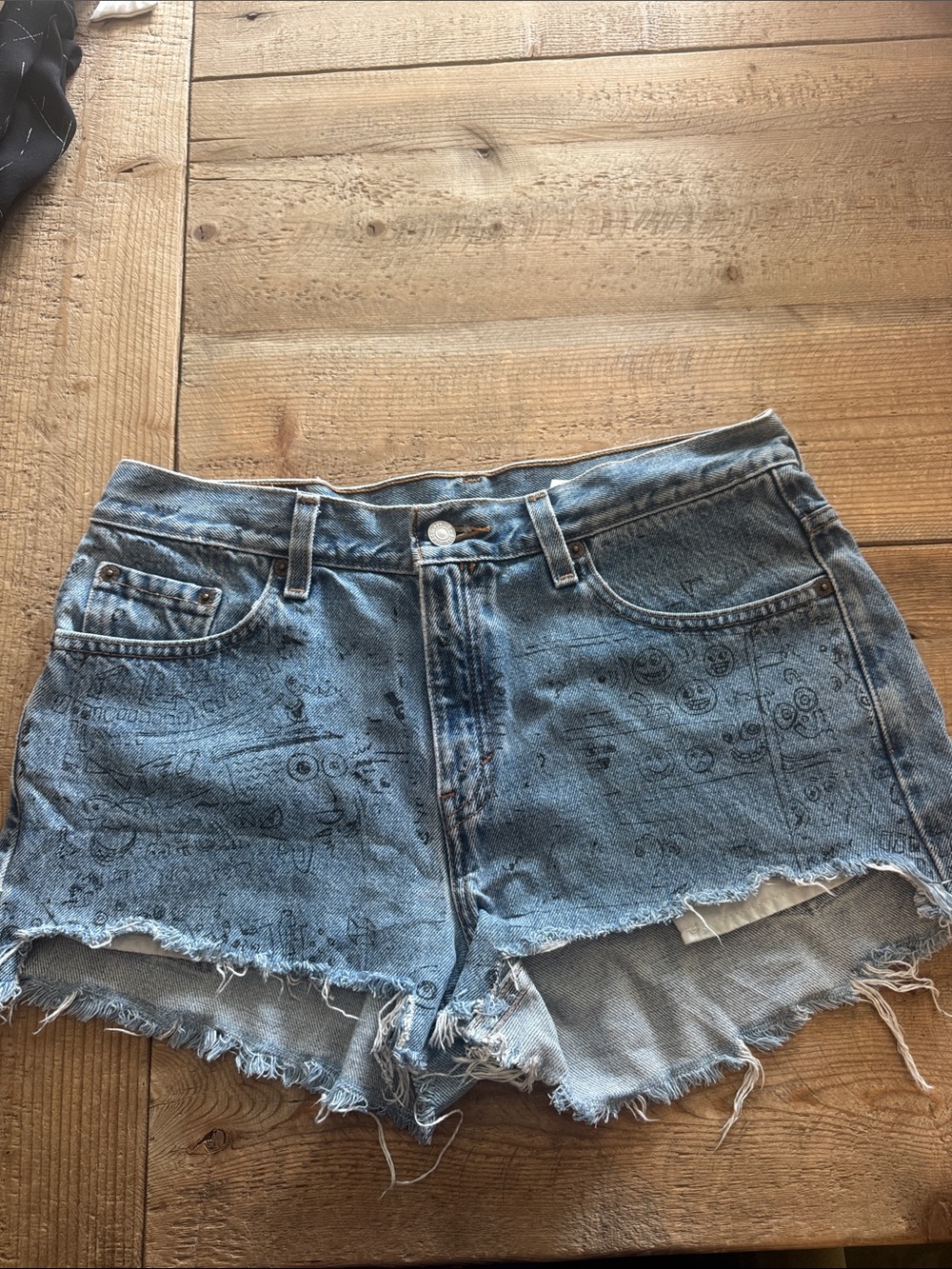 Denim Cutoff Shorts in Faded Blue
